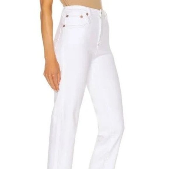 R13 Shelley Slim Straight Leg Cropped Jeans In Bale White 28